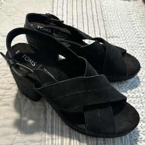 TOMS Platform Black Heels Sz 8